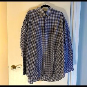 SCOTT BARBER Men’s Blue and White Cotton Long Sleeve Button Down Shirt XXL